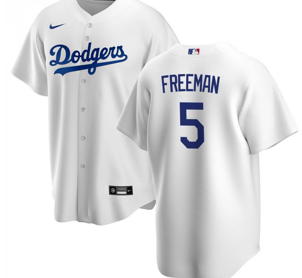 Cheap Men Los Angeles Dodgers 5 Freddie Freeman White Cool Base home 2022 MLB Jersey